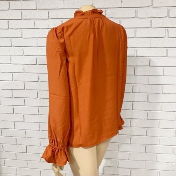 J.Crew Gathered Ruffle Drapey Top in Deep Ember - Picture 5 of 10